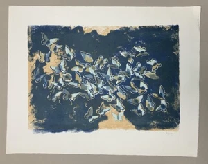 Hermann Teuber Schmetterlingsflug Farblithographie 1960 handsigniert und datiert - Bild 1 von 1