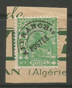 STAMPS-ALGERIA. 1941. 20c Yellow Green. SG: 42. Pre-cancel Used on Piece. - Picture 1 of 1