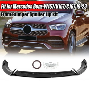 Front Bumper Spoiler Lip Black For 2020-2023 Mercedes Benz GLE W167 C167 V167 19 - Picture 1 of 16