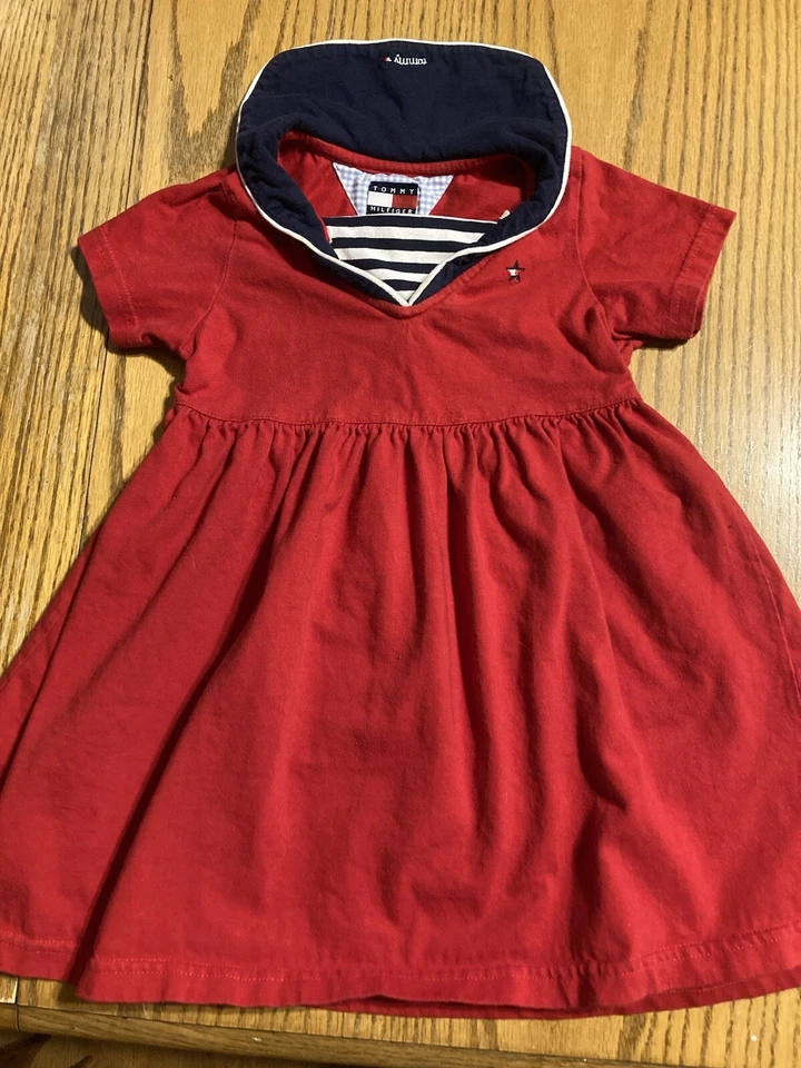 Girls 3T Red Nautical Tommy Hilfiger Dress Rare - Image 1 of 1