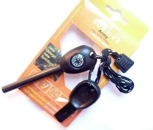 Outdoor Survival Emergency Army Set Kit for Camping Flint Whistle Saw Compass - Picture 1 of 8