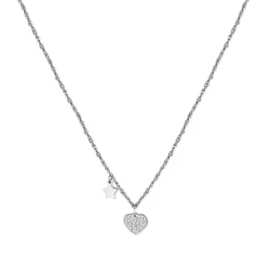 Collana girocollo acciaio 316L pendenti a forma di cuore con cristalli e stella - Foto 1 di 4