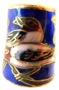 Dé à coudre de collection email Thimble - CANARDS FOND BLEU MARINE - Picture 1 of 1