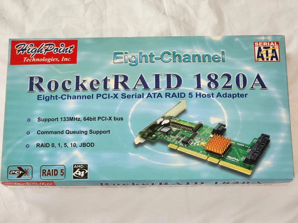 RocketRaid High Point 1820ALF 1820A V1.2 SATA Raid Controller Card w/ Software - Image 1 of 4