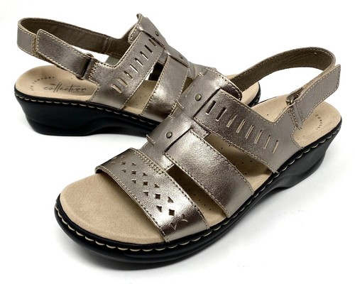 NEW BALANCE Sandali donna Clarks Lexi Qwin in pelle misura 7 5 9 5 peltro metallizzato NUOVI