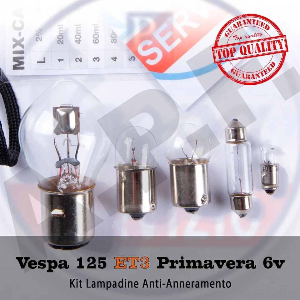 lampade LAMPADINE VESPA 125 primavera ET3  - imp. a 6v -  kit ANTI ANNERAMENTO - Immagine 1 di 1