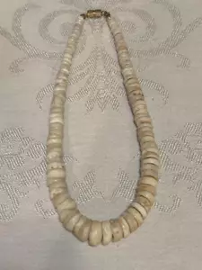 Vintage Puka Shell Necklace Barrel Clasp 14" Unclasped - Picture 1 of 8