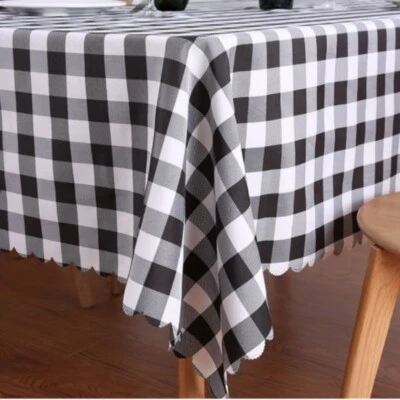 Checked Polyester Table Cloths Rectangular Banquet Dining Table Covers Cloths - Image 1 of 4