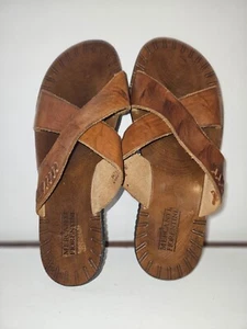 Mercanti Fiorentini Brown Leather Sandals Men’s 12 Style M5160 Made in Italy - Picture 1 of 4