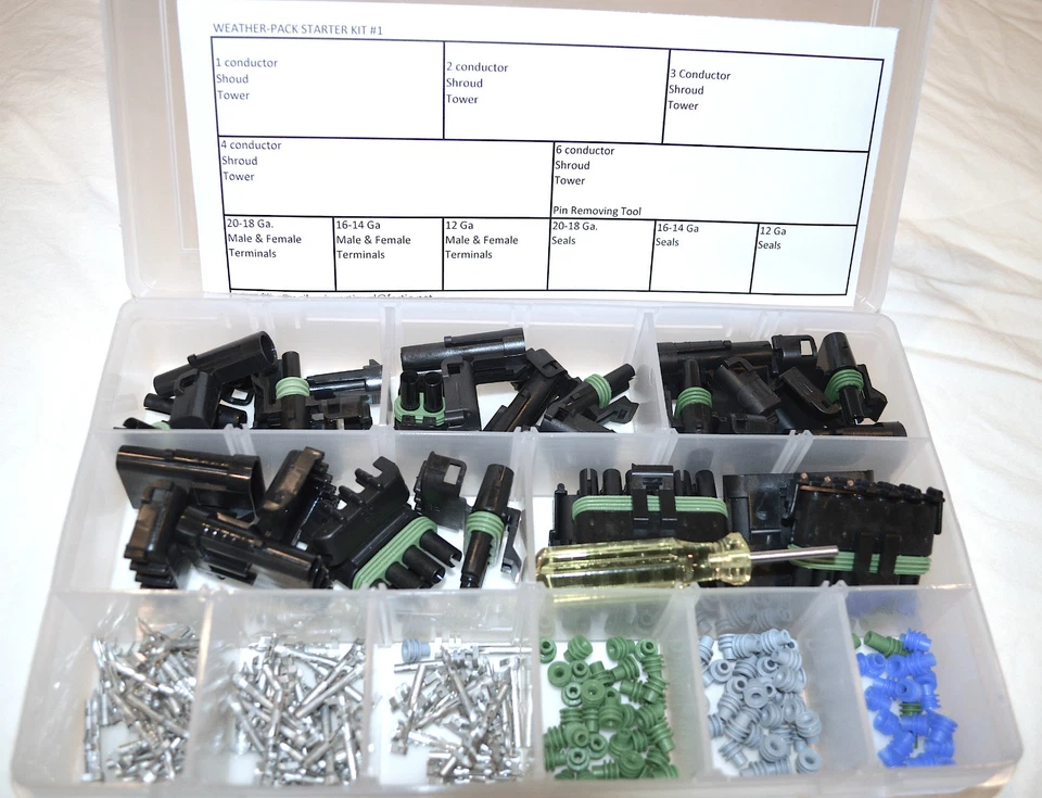 DELPHI WEATHER PACK CONNECTOR STARTER KIT #1 186 PIECES   WEATHERPACK Foto 1 de 1