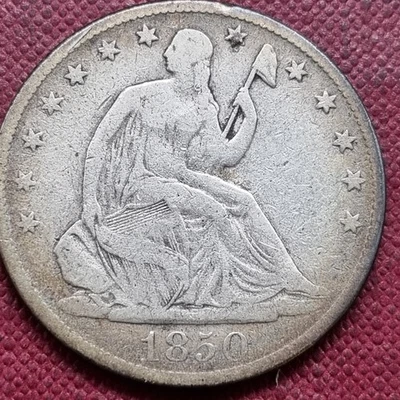 Medio dólar O Seated Liberty 1850 50c mejor grado #96144 Foto 1 de 2