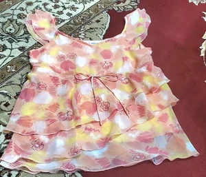 Limited Too Mädchen 16 Bluse Shirt Top gefüttert rosa gelb geblümt A-2 - Bild 1 von 2