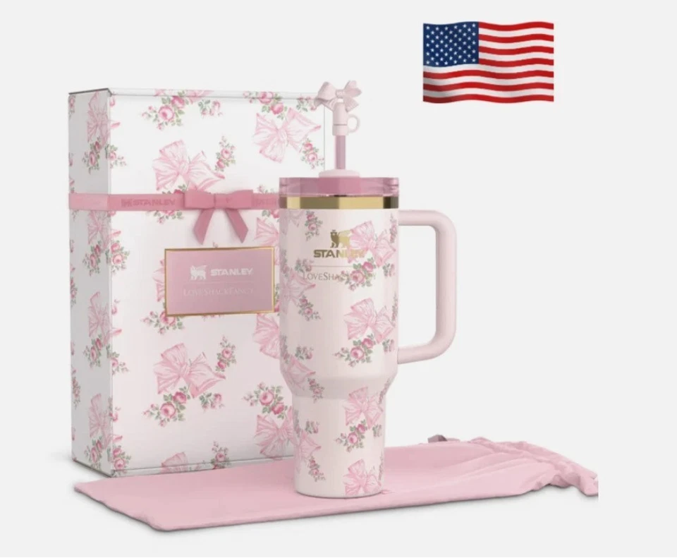 Stanley 40oz Flamingo Pink Tumbler Stainless Steel H2.0 FlowState Quencher