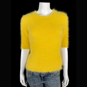 Suéter Pullover 80% Angora Difuso Vintage ESCADA Peeps-Amarillo Sin Costuras 32" Busto - Imagen 1 de 11