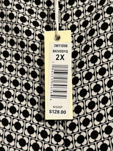 NWT Max Studio Women's Pants 2X Black/White Geo Print Full Length Wide Leg Flowy - Picture 1 of 7