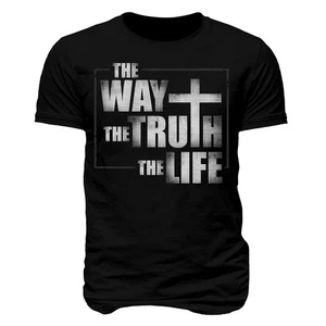 Christian T Shirt The Way The Truth The Life Bible Verse Cross Jesus Shirt - Picture 1 of 9