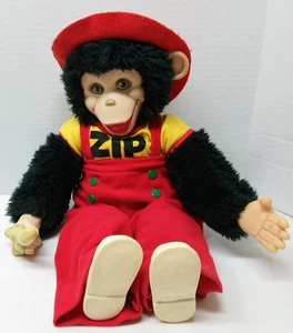 Peluche vintage zip zip scimmia faccia di gomma Howdy Doody 1984 banana mano bello - Foto 1 di 11