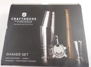Fortessa Crafthouse Signature Shaker Set Muddler Jigger Hawthorne Strainer - Picture 1 of 5