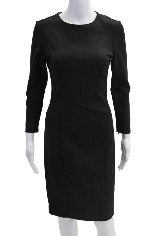 Pink Tartan Womens Textured Long Sleeve Pleated Pencil Dress Black Size XS - Image 1 of 4
