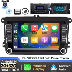 7" Carplay Android14 Autoradio RDS GPS Navi Für VW GOLF 5 6 Touran Tiguan+Kamera - Bild 1 von 17