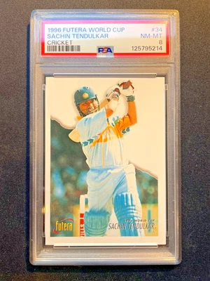 Sachin Tendulkar 1996 Copa Mundial Futera Cricket #34 PSA 8 - ¡NUEVO GRADO PSA! Foto 1 de 3