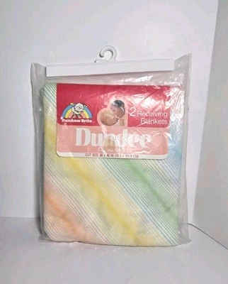 2 Mantas de Recepción de Bebé Dundee RAINBOW BRITE De Colección 30x40" 100% Algodón EE. UU. Nuevas Foto 1 de 4