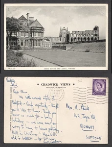 Whitby Abbey House & Abbey Yorkshire Postcard. Posted 1965 - Picture 1 of 3