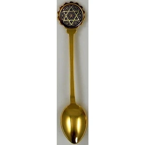 Cucchiaio decorativo da collezione stella di David oro damascato di Mida di Toledo Spagna - Foto 1 di 3