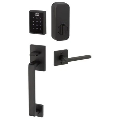 Emtek EMP0103BARHUS19 Motorized Touchscreen Keypad Entry Set w/Baden Grip. Black