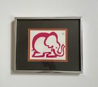 Vintage framed signed Mildred Dienstag serigraph - Pink elephant