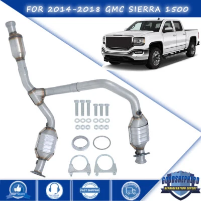 For 2014-2018 GMC Sierra 1500 6.2L V8 Y Pipe Catalytic Converter Set Left+Right - Image 1 of 4