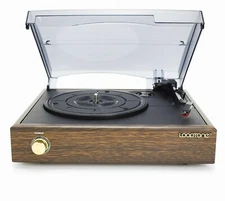 Vintage Turntable Record Player Vinyl Style Player With Two Built In Speakers