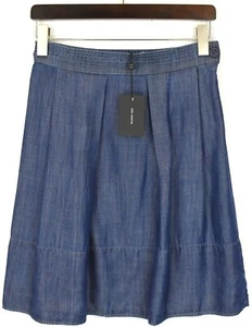 COP COPINE Ziploc Skirt Women's (EU) 38 Pleated Denim A-Line Blue - Picture 1 of 8