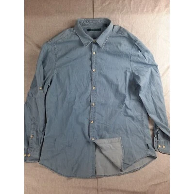 Perry Ellis Men's XL Polka Dot Allover Chambray Button Shirt Long Sleeve Cotton - Image 1 of 4