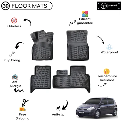 Alfombrilla de goma moldeada personalizada para Renault Scenic 2 2003-2009 negra Foto 1 de 4