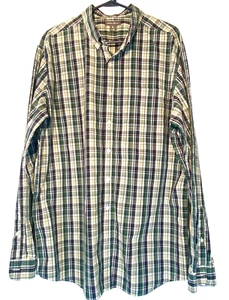 Eddie Bauer Herren XLT Langarm Button Down Baumwollmischung Hemd grün schwarz kariert - Bild 1 von 4