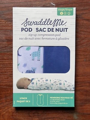 Pacote com 2 cápsulas de compressão Swaddleme estágio 1 com zíper recém-nascido 0-2m/5-12lbs 26 polegadas - Imagem 1 de 4