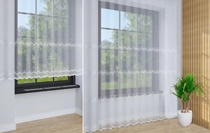 Gardine Store hochwertige Marquisette mit Stickereien Faltenband 1:2,5 NACH MAß - Bild 1 von 11