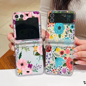 Handyhülle für Samsung Z Flip6 Z Flip5 Flip4 Flip3 Blume klar harte Schutz Case - Picture 1 of 19