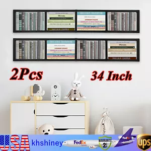 2x Scaffale Galleggiante Montaggio a Parete CD DVD Rack Media Storage Organizer Scaffali Grandi - Foto 1 di 14