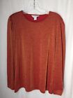 Liz Claiborne Large Woman?S Top Red Gold Metalic Sleeve Buttons Pull On New