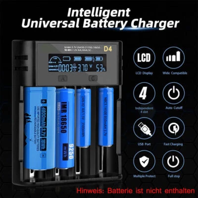 4 Slots AAA AA Akku Ladegerät USB Charger Batterieladegerät für Lithium Batterie - Bild 1 von 4