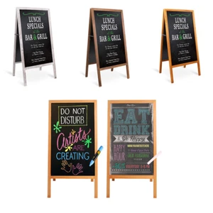 Large Wooden A-Frame Sign Magnetic Sidewalk Chalkboard Board Farmer Markets Sign - Picture 1 of 26