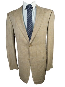 HART SCHAFFNER MARX Mens Brown HERRINGBONE Wool Sport Coat Blazer Jacket 42L - Picture 1 of 10