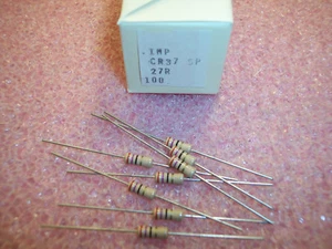 QTY (100) 27 Ohm 1/2W 5% CARBON FILM RESISTORS 5053CX27R00J8BF MEPCO NOS - Picture 1 of 1