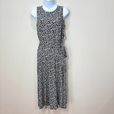 Vestido Anne Klein Nuevo con Etiquetas Tejido Jersey Midi 6 Negro Blanco Sin Mangas Elastizado Carrera Foto 1 de 4