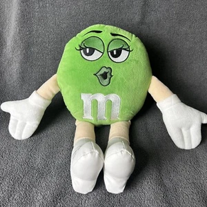 M&M's World 13” Green M&M Plush Stuffed Figure Kiss Pleather Boots 2014 - Picture 1 of 7
