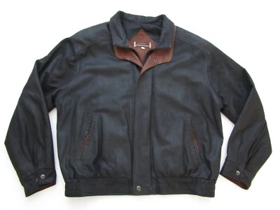 Hombres 42 Johnston & Murphy Piel de Cordero Doble Cuello Chaqueta de Cuero Estilo Remy Foto 1 de 4