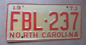 1973 NORTH CAROLINA NC LICENSE PLATE TAG, FBL-237, ORIGINAL, VINTAGE, FBL237 - Picture 1 of 2