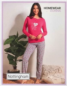 PIGIAMA DONNA COTONE FANTASIA POLSINI MARCA NOTTINGHAM ART.49961 - Picture 1 of 5